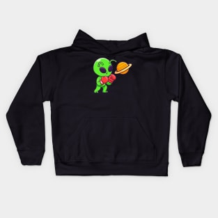 Cute Alien Boxing Planet Cartoon Kids Hoodie